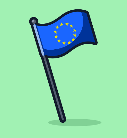 Flag Illustration of the European Union flag on a pole.