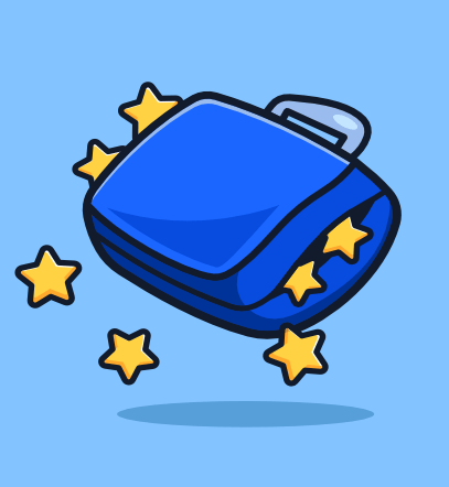 Luggage Illustration of a luggage with stars coming out.
