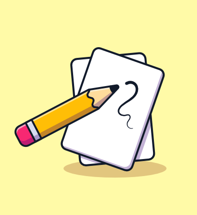 Illustration of a pencil writing on a stack of sheets of paper.