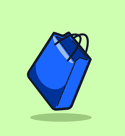 Shopping Illustration of a blue shopping bag.