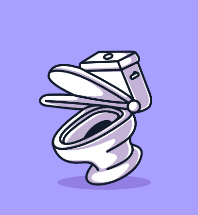 Illustration of a toilet with the lid open.
