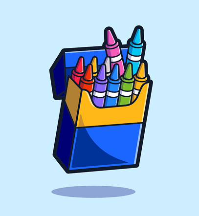 boite-crayon Illustration of a box filled with colorful crayons.