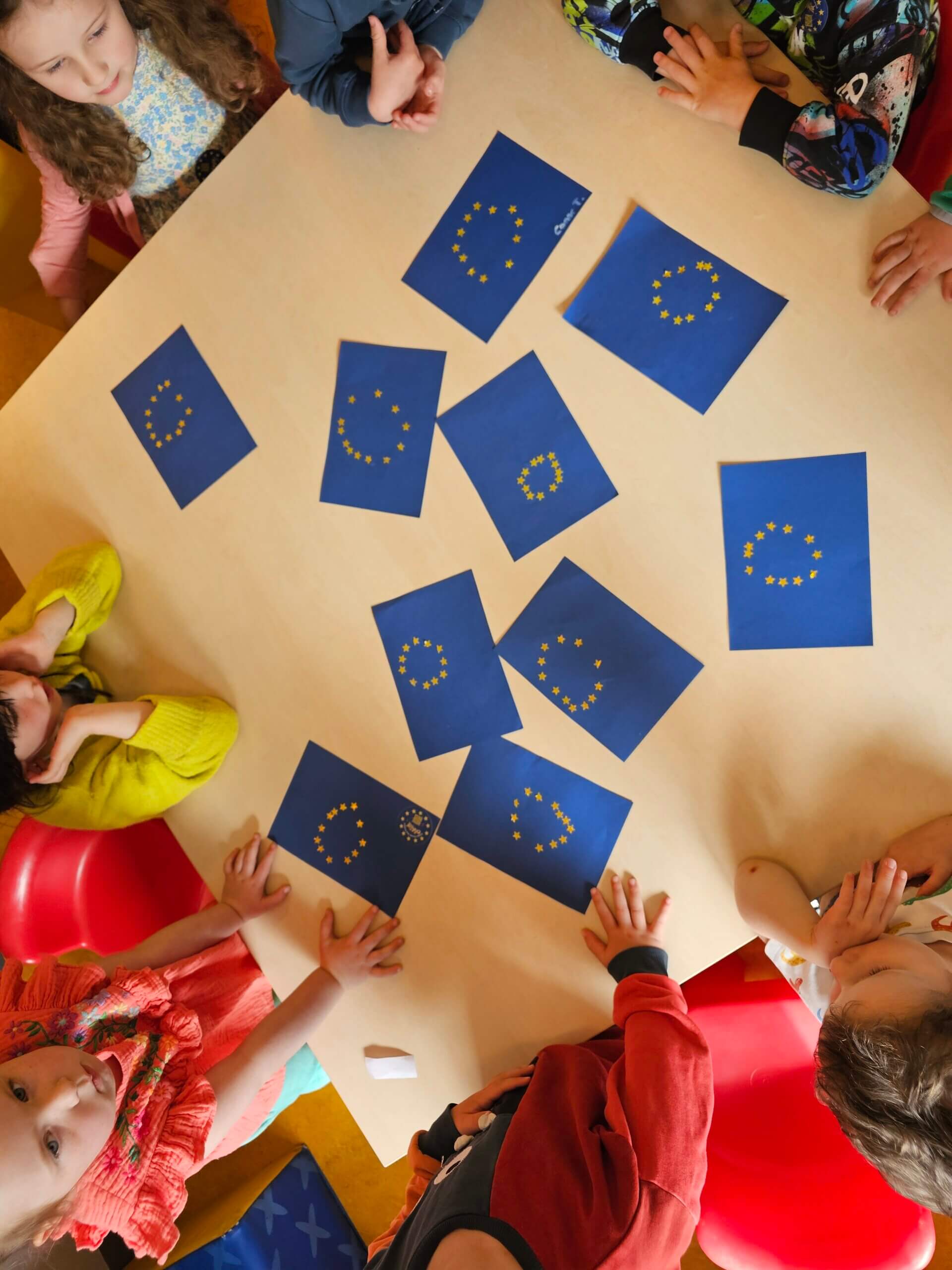 Flags assembled by pre-schoolers